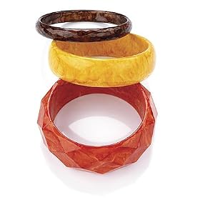 Orange, Yellow And Brown Acrylic Bangles - Set Of 3