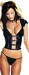 Wild and Soft Chiffon and Faux Leather Bustier Set - Great for a WILD Valentines Day Lingerie Pick!
