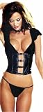 Wild and Soft Chiffon and Faux Leather Bustier Set - Great for a WILD Valentines Day Lingerie Pick!