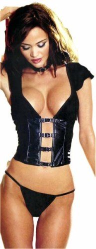 Wild and Soft Chiffon and Faux Leather Bustier Set - Great for a WILD Valentines Day Lingerie Pick!