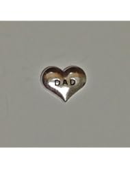 Silver DAD Heart Floating Charm