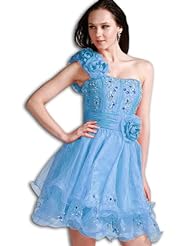 Fitted Chiffon One Shoulder Cocktail Short Homecoming Dress 