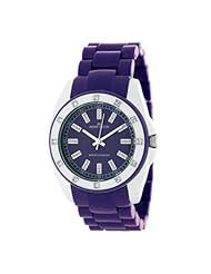Anne Klein Womens 109179PRPR Swarovski Crystal Accented Silver-Tone Purple Plastic Watch