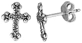 Tiny Sterling Silver Cross Stud Earrings