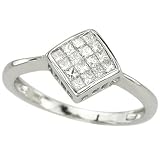 14K White Gold Invisible Set Princess Cut Diamond Ring