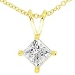 1/3 carat Princess Cut Diamond Solitaire Pendant in Yellow Gold (IJ/I1)