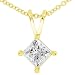 1/3 carat Princess Cut Diamond Solitaire Pendant in Yellow Gold (IJ/I1)