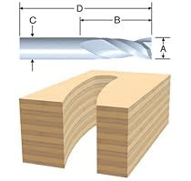 BOSCH 85913MC Solid Carbide 3/8-Inch x 1-1/4-Inch Straight Up Spiral Double Flute 1/2-Inch Shank Router Bit