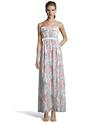 Strapless Chiffon Natural   Waistline Sweetheart Banding Shirred General Print Maxi Dress 