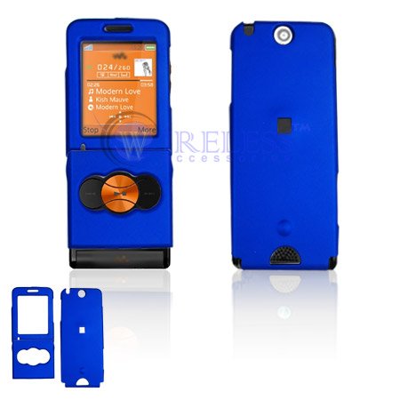 Dark Blue Rubber Feel Snap-On Cover Hard Case Cell Phone Protector for Sony Ericsson W350