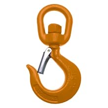 Campbell 1014 Drop-Forged Alloy Steel Latched Swivel Hoist Hook, Painted Orange, 2 Trade, 1 ton Working Load Limit