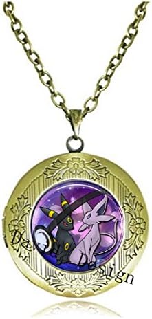 Espeon and Umbreon Pokeball Necklace Locket Pokemon Eeveelution Jolteon Flareon Vaporeon Umbreon Leafeon Sylveon Gift Idea Gamer Gear-a5