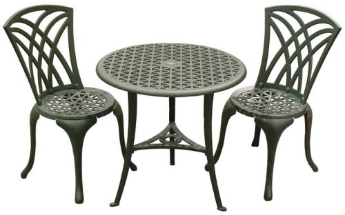 Denewood Versailles Green Cast Aluminum Three Piece Bistro Set