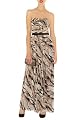 Limited Edition Neutral Feather Print Long Dress