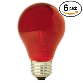 GE 49727-6 25-Watt A19 Party Light, Red, 6-Pack