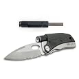 Tool Logic SLP2 Tactical Folding 1/2 Serrated Knife With LED Flashlight, Magnesium Fire Starter and Signal Whistle, Silver