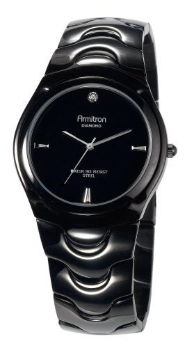 Armitron Men's Diamond Collection Black Stainless Steel Watch #204179BKTI