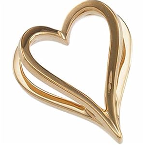 14K Yellow Gold Double Faceted Hollow Heart Pendant