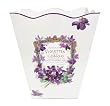French White Wastebasket~E22 ~ Trashcan ~ Trash Holder ~ Trash Basket ~ Shabby Chic Enamel with French Vintage Violets