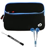 Jet Neoprene Sleeve Book Cover Case Protective with Extra Pocket for Velocity Micro Cruz Reader + includes a eBigValue TM Determination Key Chain Strap + Includes a Crystal Clear High Quality HD Noise Filter Ear buds Earphones Headphones 3.5mm Jack