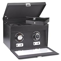 Wolf Designs Black Double Watch Rotator With Travel Case #4500-027