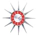 Sporting Goods : Retro Mod 16" Metal Sun Rays Wall Clock - Red/ Silver