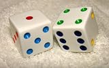 Rare Vintage Large Multi Colored Dots Opaque French Bakelite Dice Pair
