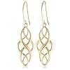 18k Yellow Gold Plated Sterling Silver Celtic Design Oval Dangle Earrings