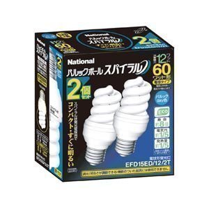 Cover image : Panasonic パルックボール スパイラル D15形 電球60形タイプ 2個入 パルックday色  EFD15ED122T