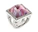 Millacreli Faceted Pink Murano Glass Square Ring title=
