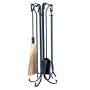UniFlame 5 Piece Hammertone Natural Finish Wrought Iron Fireset W/ Crook Handles