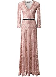 V-neck Floral Print Lace Nylon/Spandex Bridesmaid Dress/Maxi Dress 