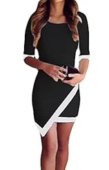 Sexy Elbow Length Sleeves Asymmetric Polyester Cocktail Above the Knee Bandage Dress/Bodycon Dress/Evening Dress/Party Dress/Mini Dress 