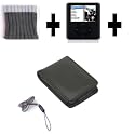 KMS - 3G BLACK FLIP CASE & FREE SILICONE & GREY SOCK COVER FOR iPOD NANO 3RD GENERATION + EXCLUSIVE NEW BLACK NECK STRAP