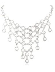 Lucky Brand White and Silver-Tone Bib Necklace, 19"