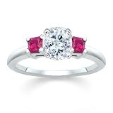 1.40 CT CUSHION DIAMOND W PRINCESS PINK SAPPHIRE RING