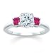 1.00 CT CUSHION DIAMOND W PRINCESS PINK SAPPHIRE RING