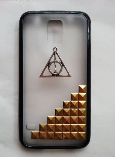 Shapotkina Handmade DIY Punk Style Samsung Galaxy S5 Case Galaxy Sv Case Transparent Black Galaxy I9600 Phone Cover Gold Pyramid Stud+westlinke Stylus (Transparent Black)