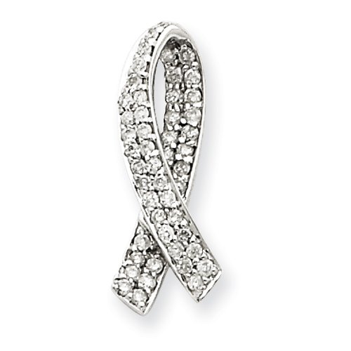 14k White Gold Breast Cancer Awareness Diamond 