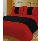 Plain Colourful Quilt/Duvet Cover Bedding Set (7 Options) (Single Bed) (Red/Black)