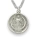 Sterling Silver 7/8" Round St. Benedict, Patron of Monks Medal on 20" Chain