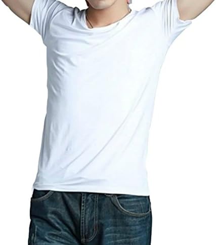 Men's Solid Pure Color Round Collar Short-sleeved T-shirt Modal Bottoming Shirt White XXL