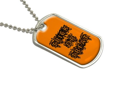 Trick or Treat - Halloween - Military Dog Tag Luggage Keychain