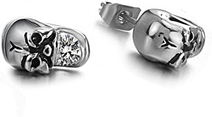 Neroy Jewelry Fashion Women's Earrings White Swarovski Crystal Novelty Skull Bite Tongue Titanium Steel Stud Earring