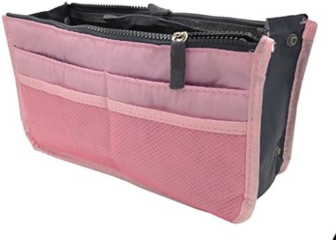 Kuforu Handbag Pouch Bag in Bag Organiser Insert Organizer Tidy Travel Cosmetic Pocket (11.4x6.7x3.5 in.)- Pink