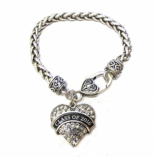 Class of 2016 Graduation Crystal Heart Silver Bracelet Jewelry Senior Gift