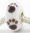 Sterling Silver Puppy Dog Paw Print Murano Style Handmade Lampwork Glass Bead Charm
