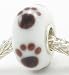 Sterling Silver Puppy Dog Paw Print Murano Style Handmade Lampwork Glass Bead Charm