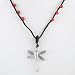 Dragonfly Pendant in Sterling Silver with Coral Gemstone Beads on a 16" Thin Black Braided Choker Cord, #8811