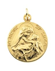 CleverEves 14K Yellow Gold 18.00 mm Saint Rose Medal